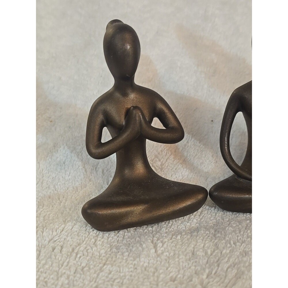 OwMell Lot of 4 Meditation Yoga Pose Statue Figurine Ceramic Yoga Figure Set - Picture 2 of 7